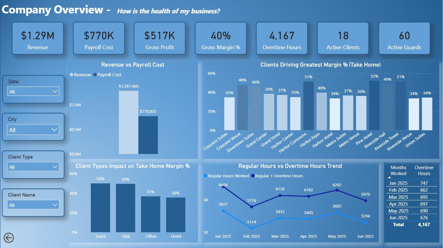 Company Health Overview Dashboard screenshot